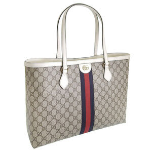 Gucci Outlet Leather Tote Bag Beige/Ivory